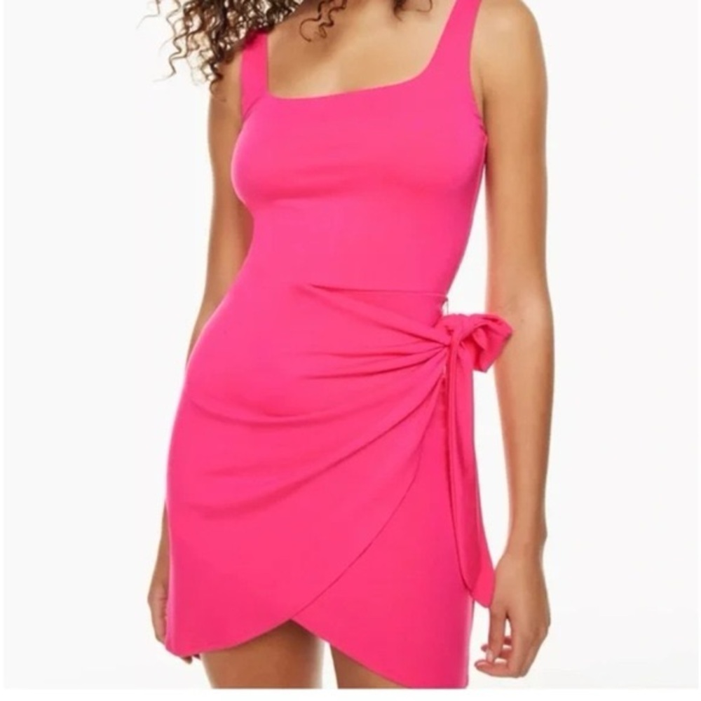NWT Aritzia Wilfred Saturn Wrap Mini Dresss in Bright Pink L